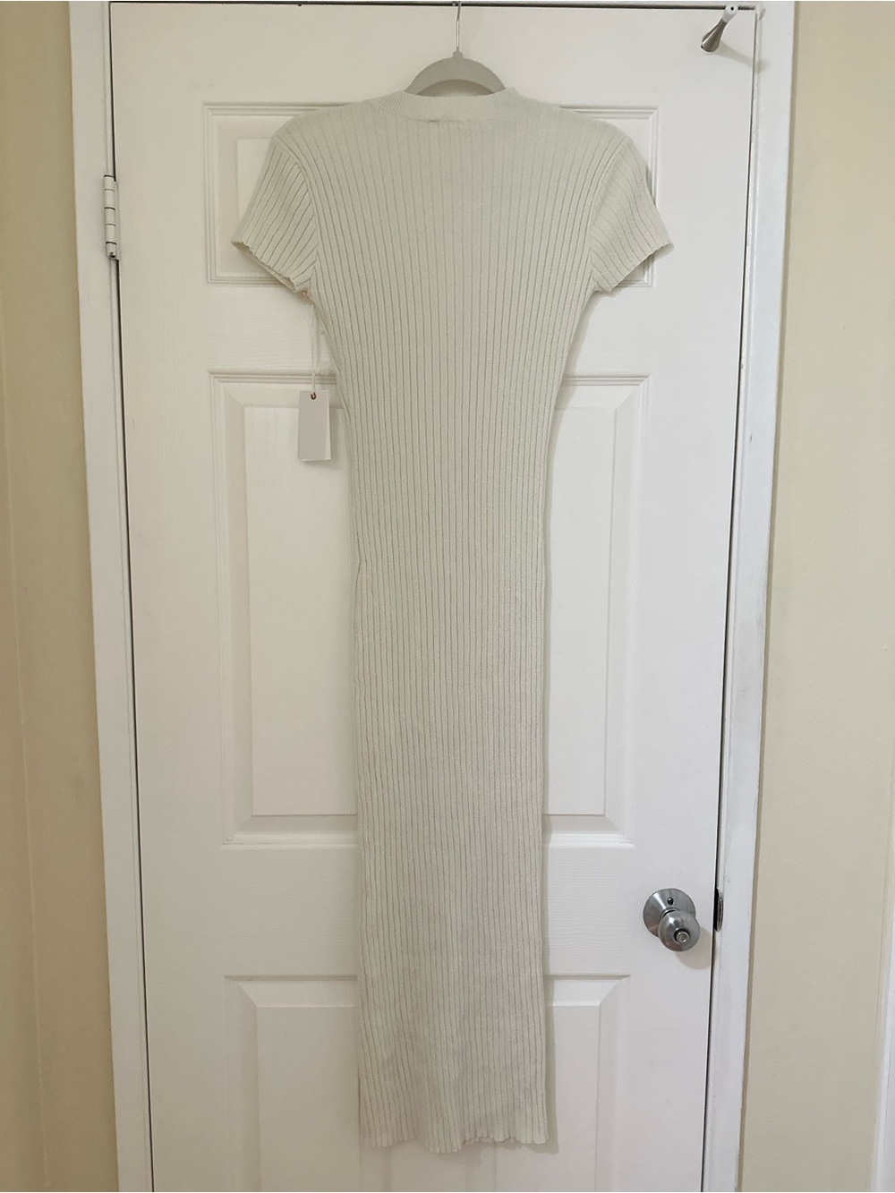 NWT Good American Sz M Ribbed Terry Midi Dress Cream $179 MSRP - Picture 4 of 8